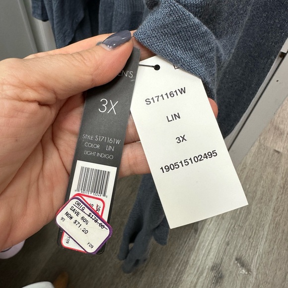 Nic + Zoe Lightweight Open Front Cardigan Sweater 3X Light Indigo - Picture 7 of 12